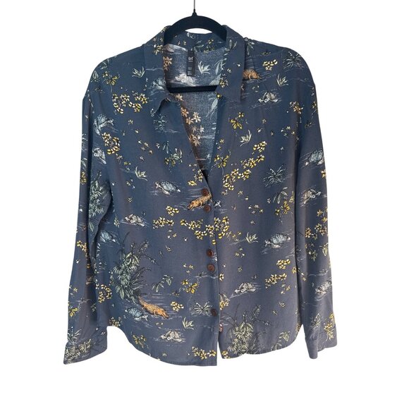 2/$30 ZARA Srpl Collection Large Long Sleeve Viscose Shirt  Botanical & Animal - Picture 5 of 14